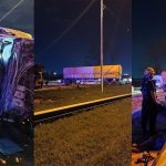Violento vuelco de un camión en Circunvalación: quedó destruido, derramó trigo y hubo heridos
